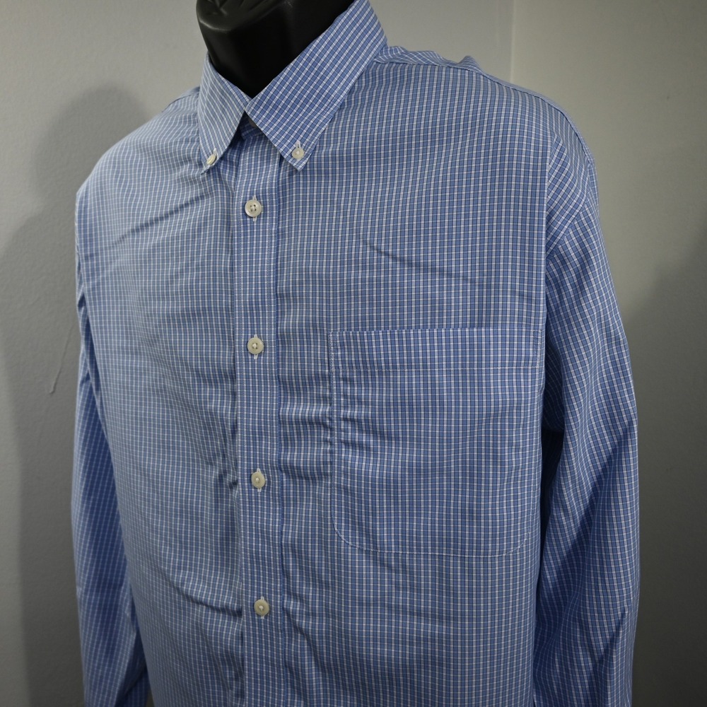 Orvis Button Down Shirt Mens XL Blue Check‎ EZ Cool Wrinkle Free Cotton